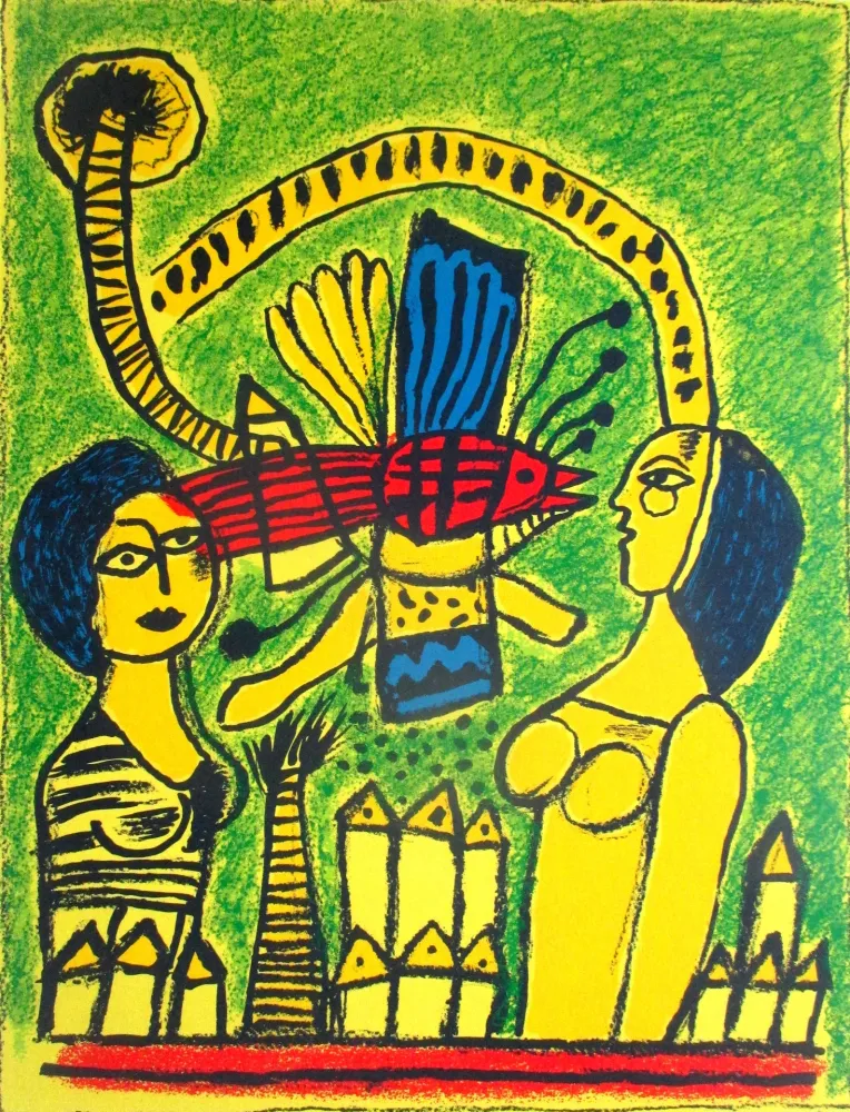 Litografia Corneille - Deux femmes dans la cité