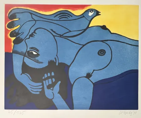 Água-Forte E Água-Tinta Corneille - Eau-forte / Aquatinte, Femme et Oiseau, 1991