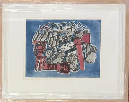 Sem Técnica Corneille - Eau-forte encadrée : Lieu rupestre E/A 