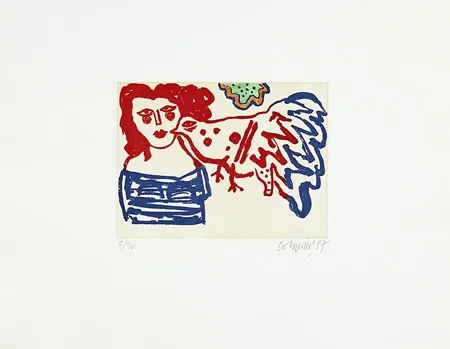 Gravura Corneille - Femme et oiseau