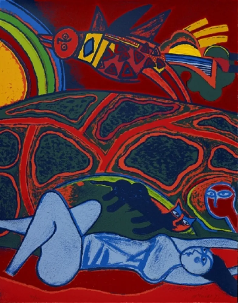 Serigrafia Corneille - Grande terre à l'arc-en-ciel