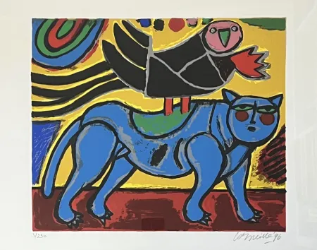 Serigrafia Corneille - Le chat bleu - Petite musique du printemps, 1996