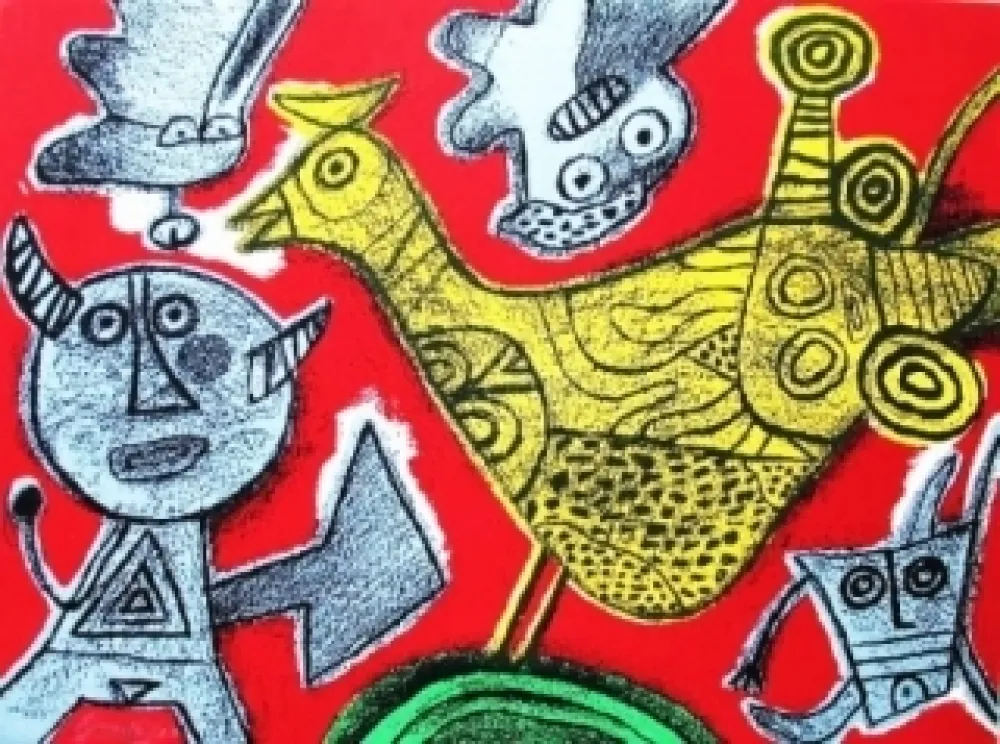 Litografia Corneille - Le diable et l'oiseau