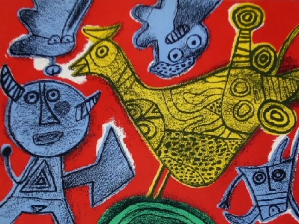 Litografia Corneille - Le diable et l'oiseau