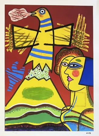 Múltiplo Corneille - Le grand oiseau du Mont Fuji, 1989,  45 ex