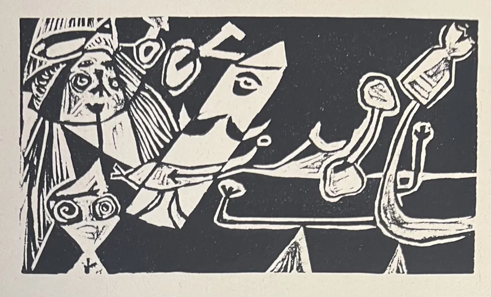 Linogravura Corneille - Linogravure Cobra La Belle d'une journée 1949