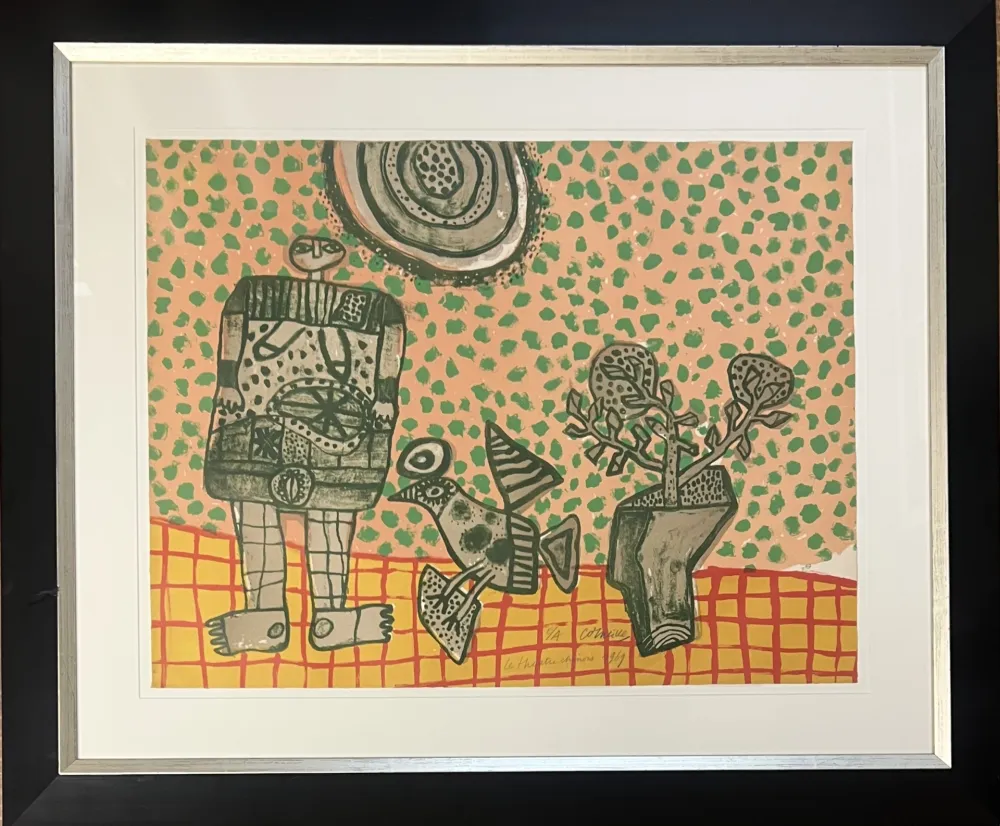 Litografia Corneille - Lithographie ancienne encadrée : Le théâtre Chinois, 1969