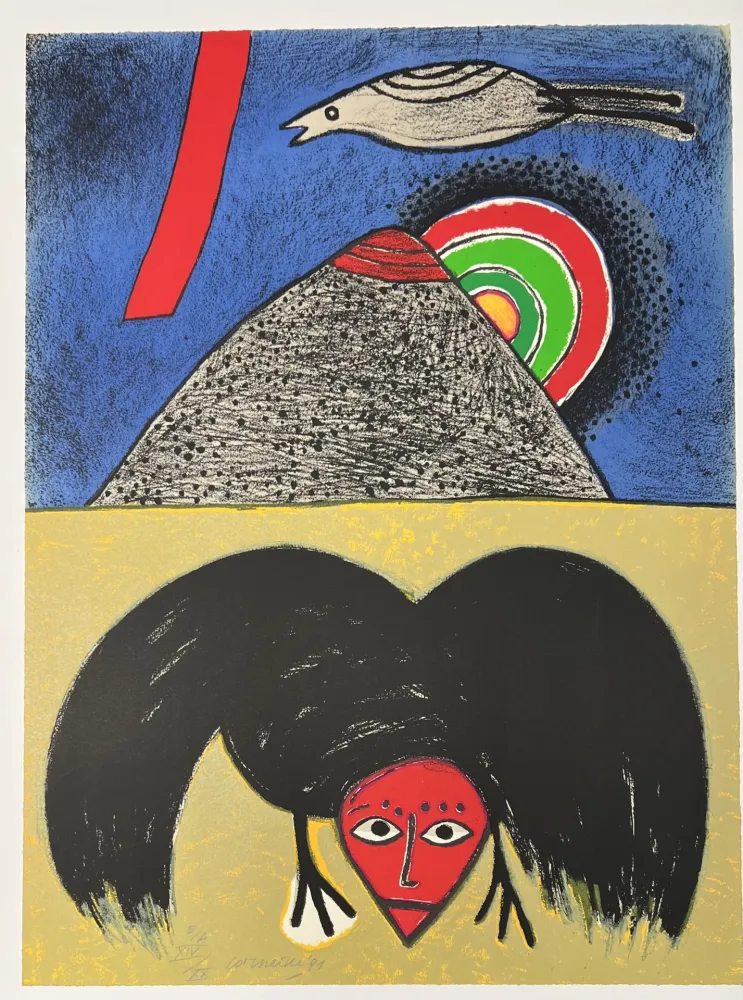 Litografia Corneille - Lithographie  Le corbeau - Hommage à Edgar Allan Poe