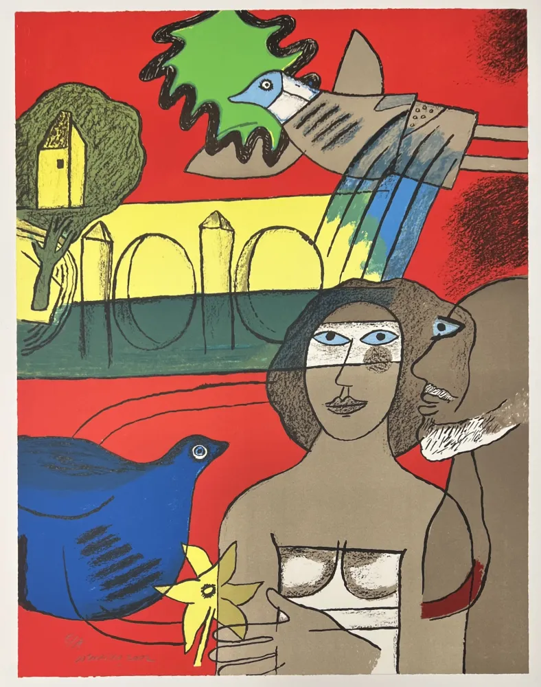 Litografia Corneille - Lithographie Les amoureux de l’isle Adam  2002