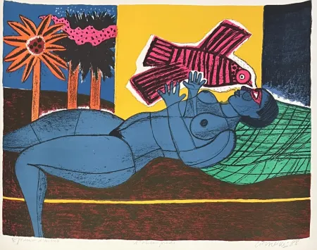 Sem Técnica Corneille - Lithographie L'oiseau proche  Epreuve d'artiste 1988