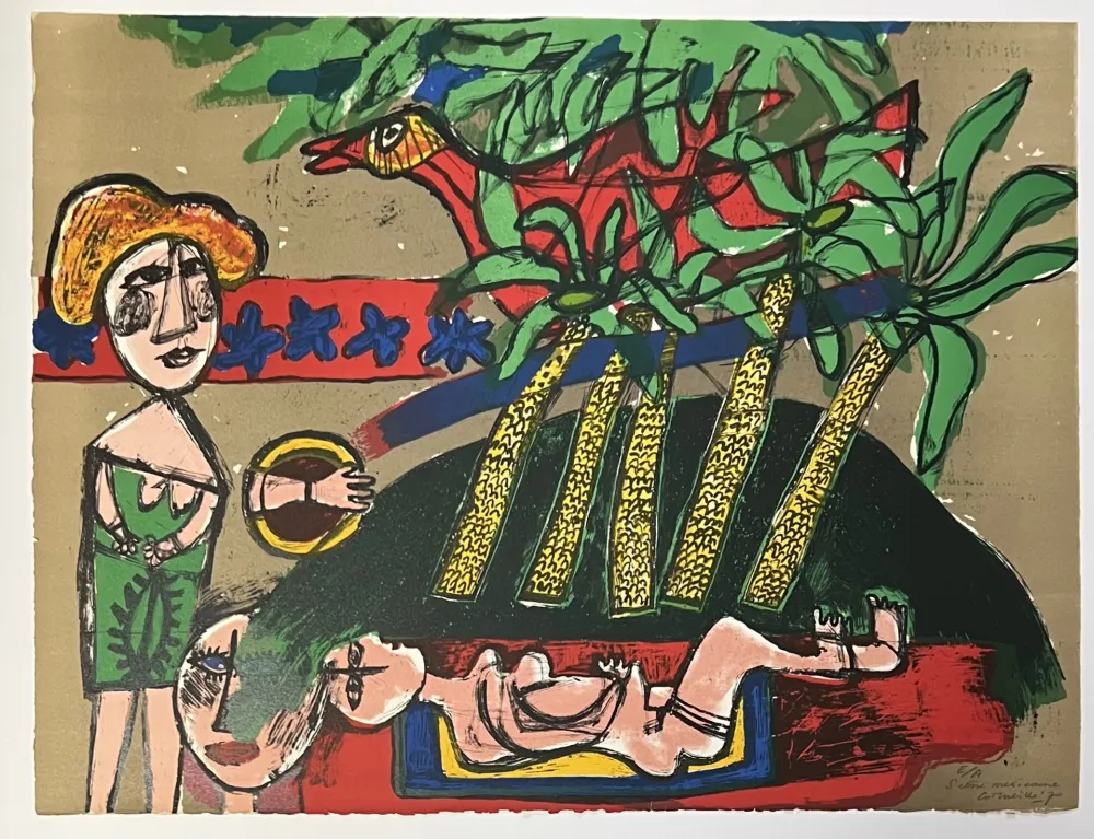 Litografia Corneille - Lithographie Scène Mexicaine 1970