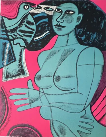 Litografia Corneille -  Lithographie Tendre est l'oiseau 1991