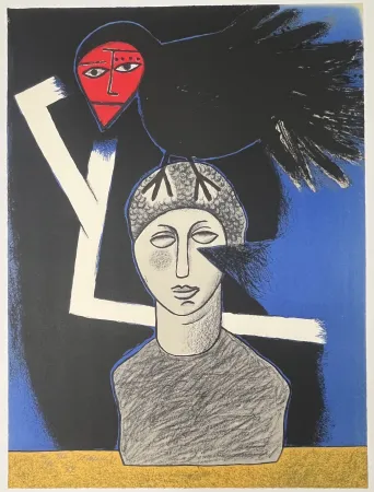 Litografia Corneille - Lithographie The Raven 1991 E/A - Le corbeau - Hommage à Edgar Allan Poe