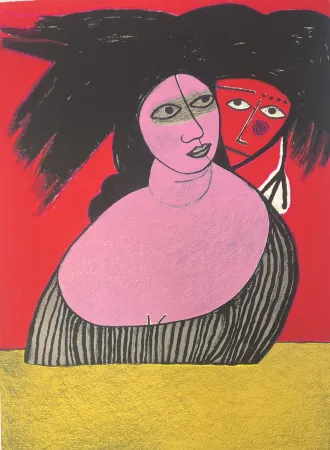 Litografia Corneille - Lithographie The Raven 1991 E/A - Le corbeau - Hommage à Edgar Allan Poe