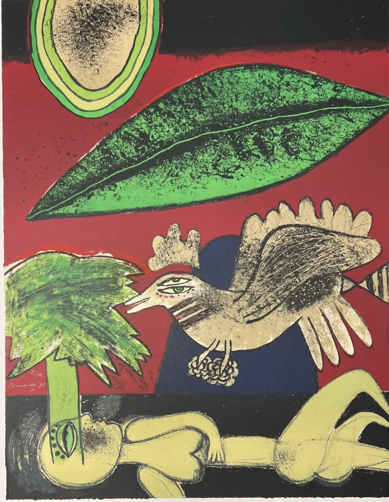 Litografia Corneille - Lithographie Un rêve vert, 1975