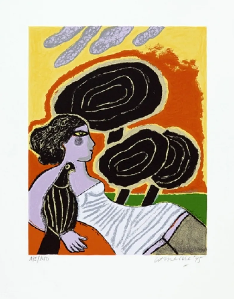 Serigrafia Corneille - L'oiseau attentif