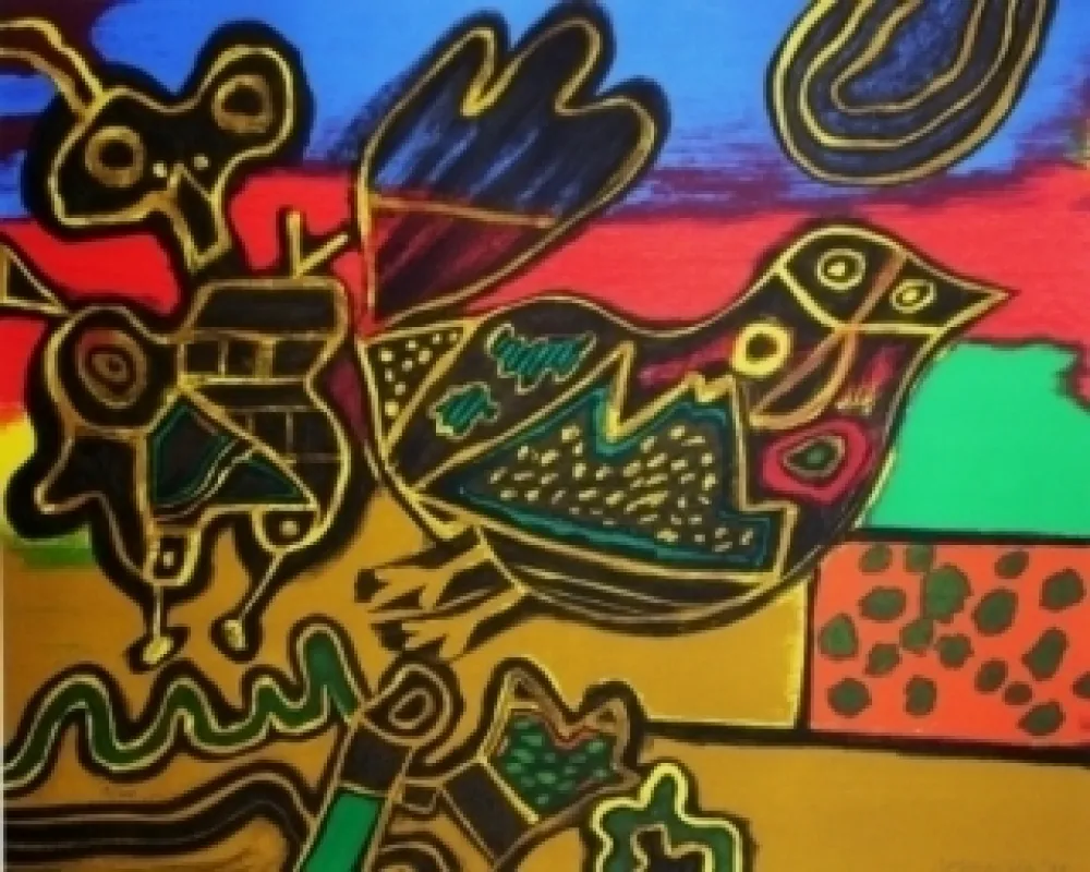 Litografia Corneille - L'oiseau né du Paysage II