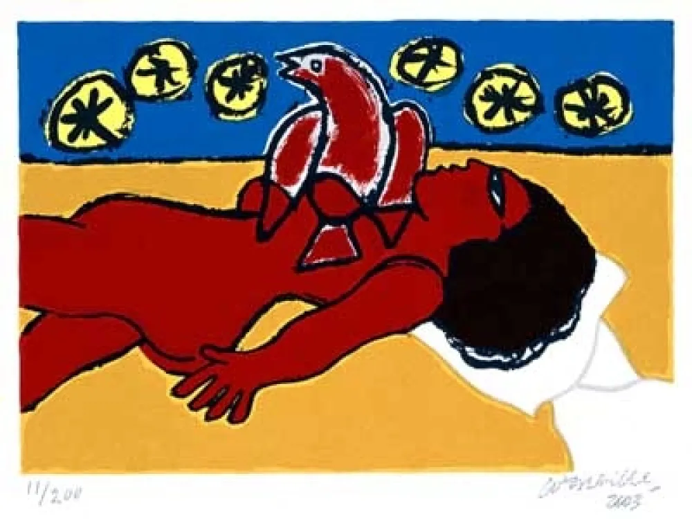 Serigrafia Corneille - Nu rouge