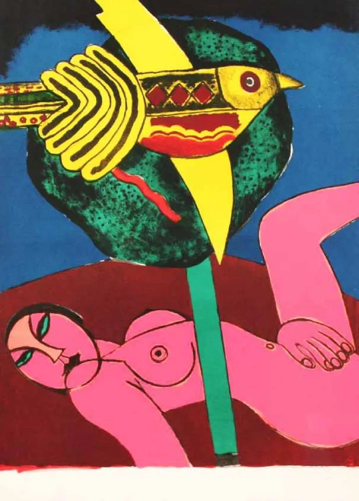 Litografia Corneille - NUDO ROSA