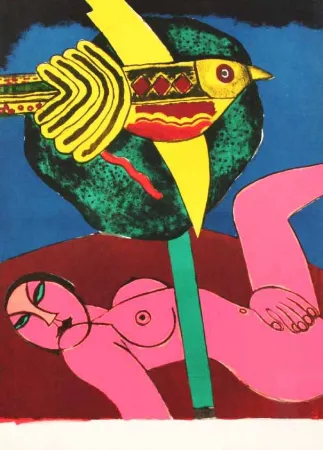 Litografia Corneille - NUDO ROSA