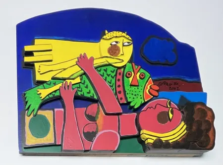 Múltiplo Corneille - Sculpture en bois signée : Eté Baroque II