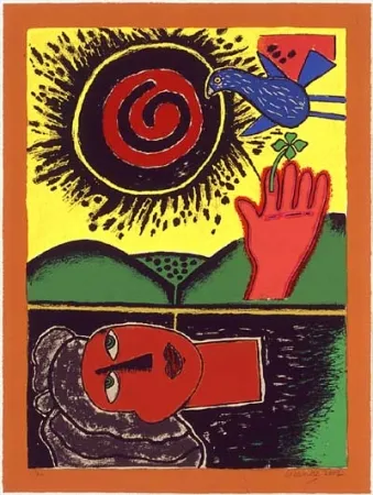 Serigrafia Corneille - Soleil cou coupé III