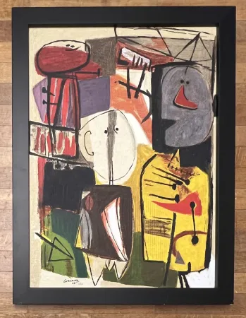 Múltiplo Corneille -  Terragraphie signée sur toile Charlie Parker - Cobra