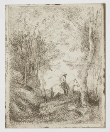 Sem Técnica Corot - Le Grand Cavalier sous Bois (Horseman in the Woods, Large Plate)