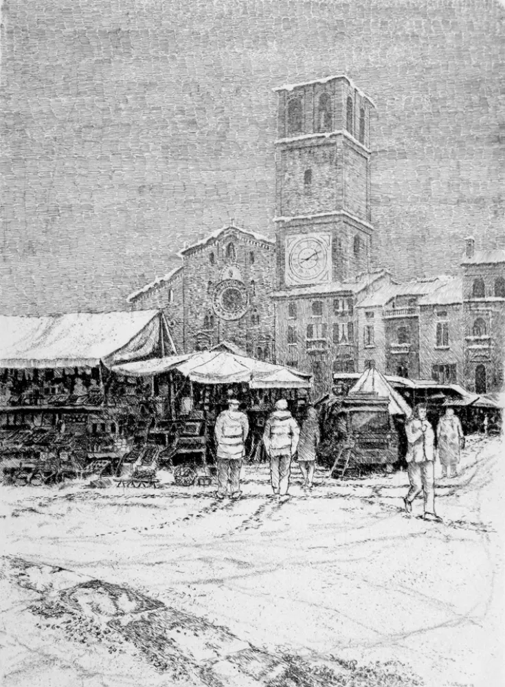 Água-Forte Cotugno  - Bancarelle al mercato a Lodi