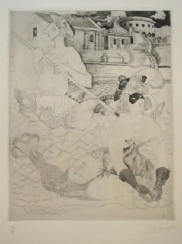 Água-Forte Courmes - La Belle et le triton