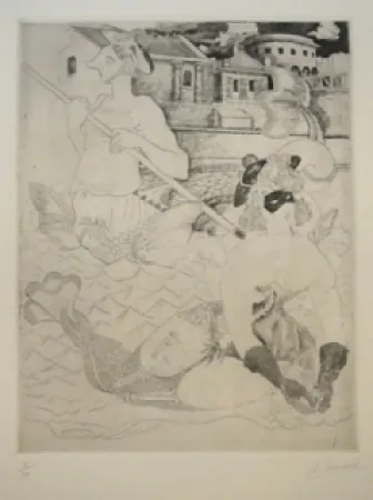 Água-Forte Courmes - La Belle et le triton