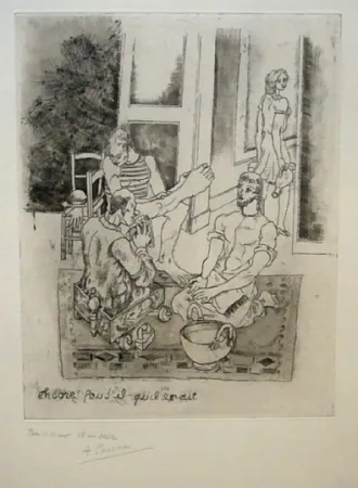 Água-Forte Courmes - Le lavement de pieds II (noir)