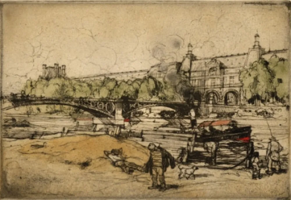 Água-Forte E Água-Tinta Coussens - La Seine au Pont du Carrousel