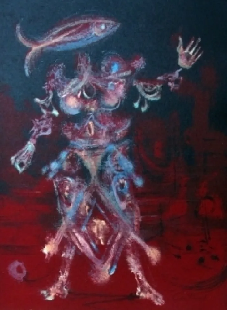 Litografia Coutaud - Chevalier au poisson