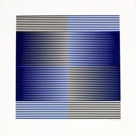 Serigrafia Cruz-Diez - Induction Chromatique (Black & Blue) 