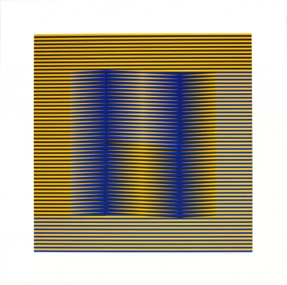 Serigrafia Cruz-Diez - Induction Chromatique (Blue & Yellow) 
