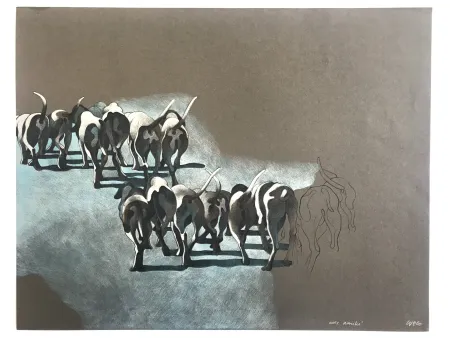 Litografia Cueco - Meute de chiens I