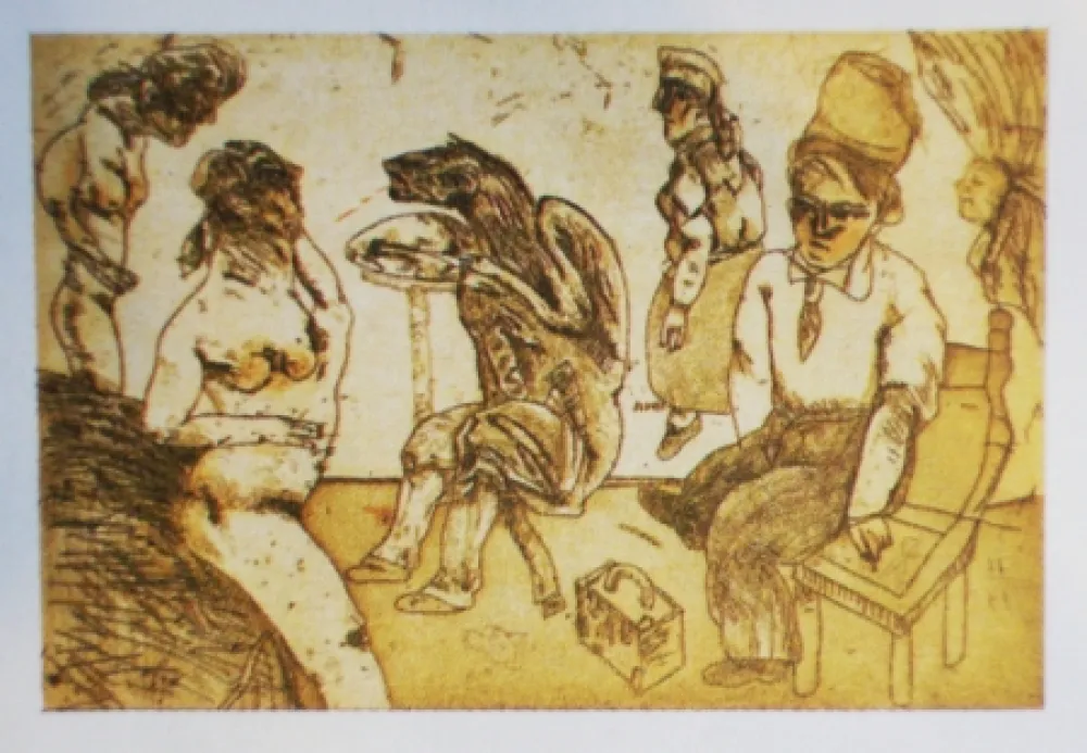 Água-Forte E Água-Tinta Cuevas - Autorretrato en Blanes