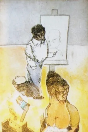 Água-Forte E Água-Tinta Cuevas - Autorretrato en la Barceloneta