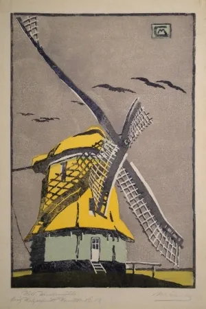 Xilogravura Cunz - Holländische Windmühle