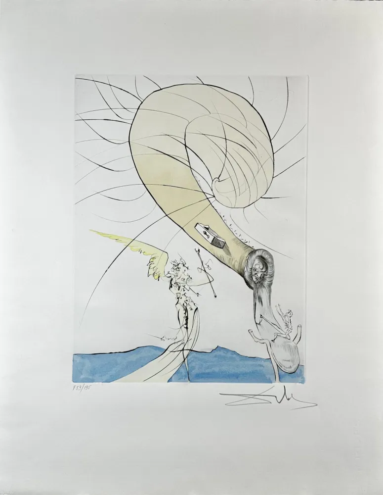 Gravura Dali - After 50 Years of Surrealism Freud With Snail Head