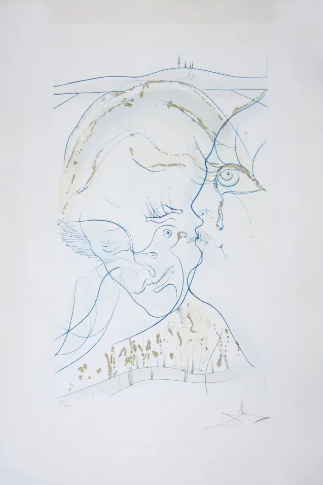 Gravura Dali - Cantique des Cantiques : Les Yeux de colombe de la Mariée, 1971 - Hand-signed