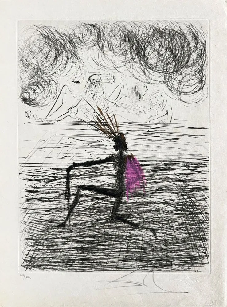 Água-Forte Dali - Chevalier à genou