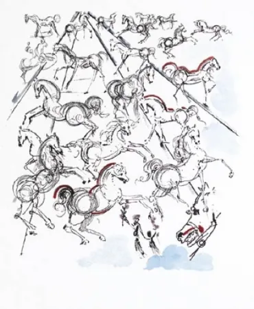 Gravura Dali - Chevaux bleus