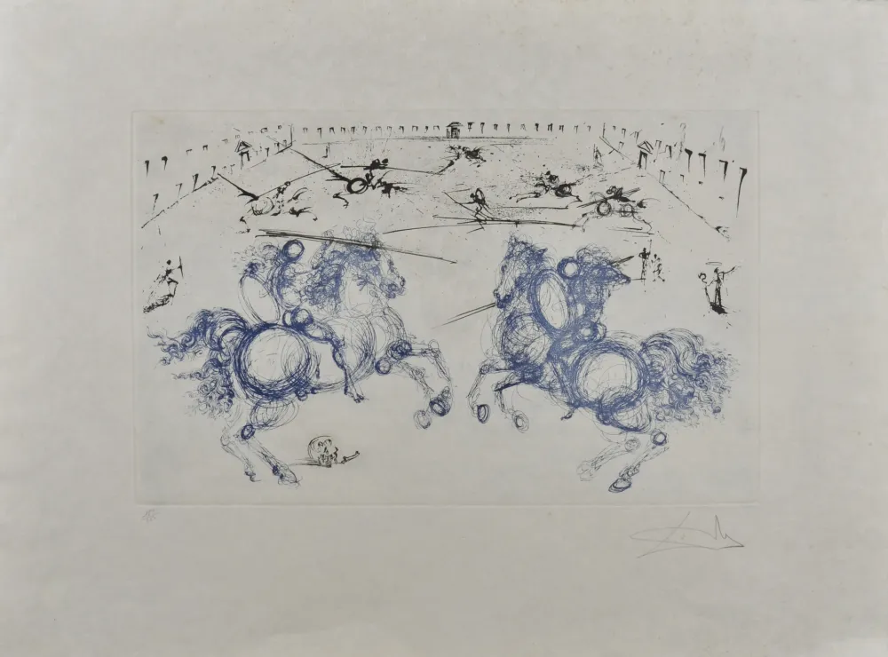 Gravura Dali - Combat de cavaliers, 1971 - Hand-signed