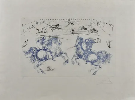 Gravura Dali - Combat de cavaliers, 1971 - Hand-signed