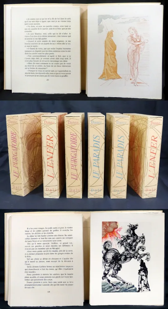 Livro Ilustrado Dali - Dante : LA DIVINE COMÉDIE. 6 volumes. 100 planches couleurs (1959-1963).