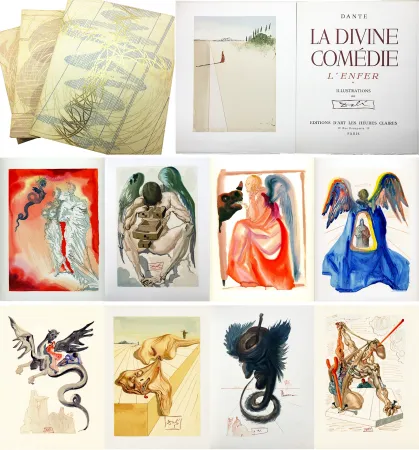 Livro Ilustrado Dali - Dante : LA DIVINE COMÉDIE. 6 volumes. 100 planches couleurs dont 28 signées du cachet (1959-1963)