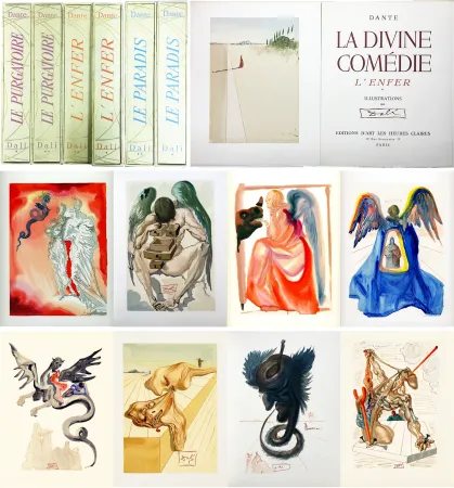 Livro Ilustrado Dali - Dante : LA DIVINE COMÉDIE. 6 volumes. 100 planches couleurs dont 33 signées (1959-1963).