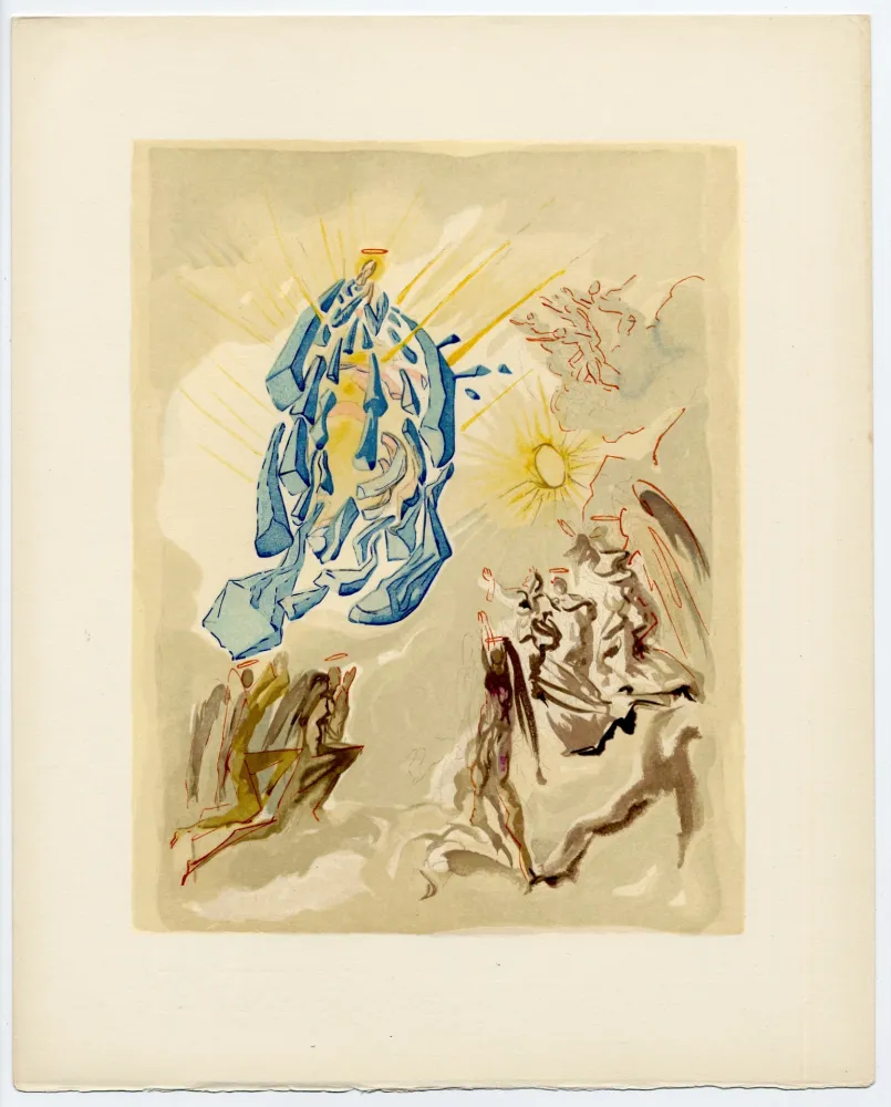 Xilogravura Dali - Dante recouvre la vue. La Divine Comédie (Le Paradis, Chant 26)